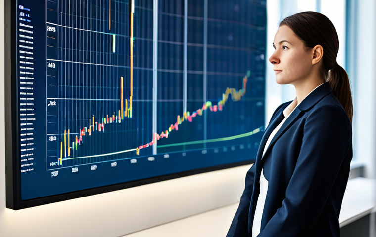 A professional individual, appearing gender-neutral, stands in a modern, sleek office environment. Digital displays showcasing abstract data patterns are subtly blurred in the background, symbolizing a dynamic market. The person is dressed in modest business attire, fully clothed, with appropriate professional dress. They gaze thoughtfully towards a large window, contemplating new horizons. The image is a high-resolution professional photograph with soft, modern lighting, captured in a natural pose. Focus on perfect anatomy, correct proportions, well-formed hands, proper finger count, and natural body proportions. This is safe for work and appropriate content, portraying a professional and forward-thinking individual.