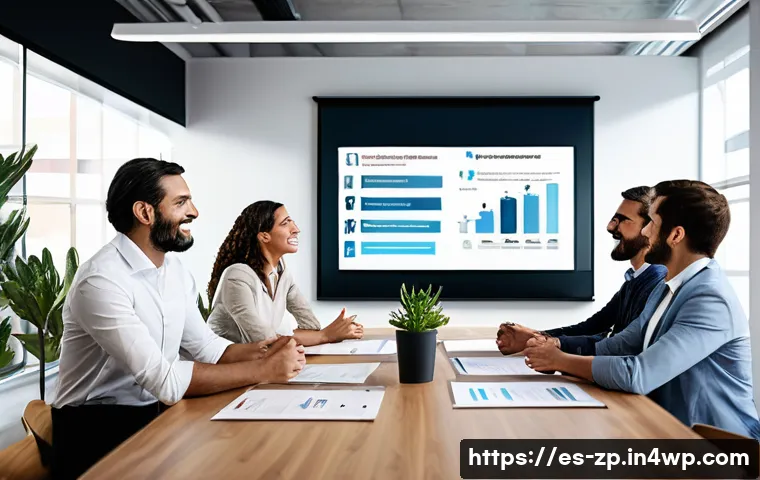 비즈니스에서 의미 찾기 - A diverse team of professional Spanish businesspeople in a modern office, engaged in an interactive ...